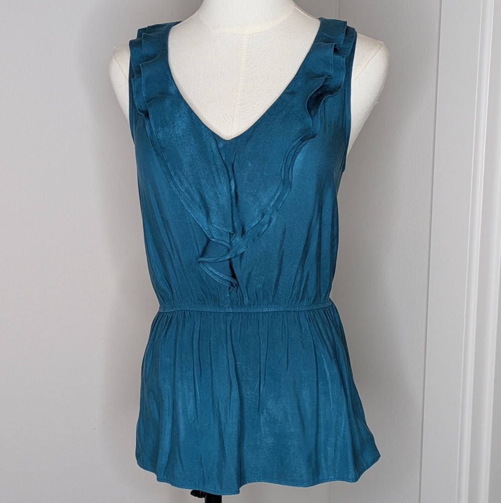 Express Silky Teal Blouse Shirt Size XS